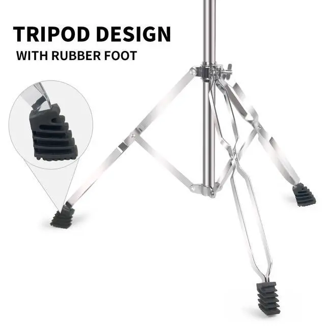 Alt view image 5 of 7 - 2 Pack Boom Cymbal Stand + Drum Sticks Holder + 2 Pair of 5A Drum Sticks | Adjustable Cymbal Stand With Counterweight Adapter for Heavy Duty Mounting Crash, Ride, Splash Cymbals, Double Braced Legs