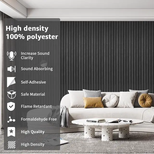 Alt view image 5 of 7 - Acoustic Panels, 48" X 24" X 0.71", Black, 5 Pack | Soundproof Wall Panels, Self Adhesive, High Density Sound Absorbing, Acoustic Treatment for Recording Studio, Office