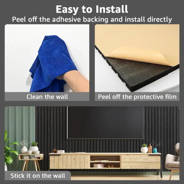 Alt view image 7 of 7 - Acoustic Panels, 48" X 24" X 0.71", Black, 5 Pack | Soundproof Wall Panels, Self Adhesive, High Density Sound Absorbing, Acoustic Treatment for Recording Studio, Office