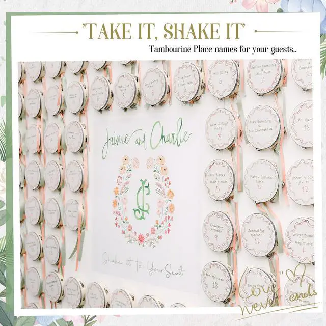 Alt view image 6 of 7 - 60 Set 4 Inch Wedding Tambourines Bulk for Adults Wooden Hand Held Drum with Metal Jingles, Gift Tags, White Tambourine Gift Musical Instrument for Church Wedding Party Favor(60)