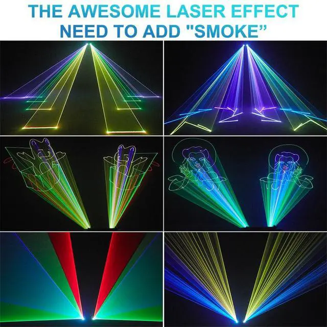Alt view image 5 of 7 - DJ Laser Light with App Control, 3D Animation Stage Laser Machine Projector, Support Custom Drawing, Text Playback, Personalized Program, DMX Music Sound & Remote Laser for Party, Disco, Club, Bar