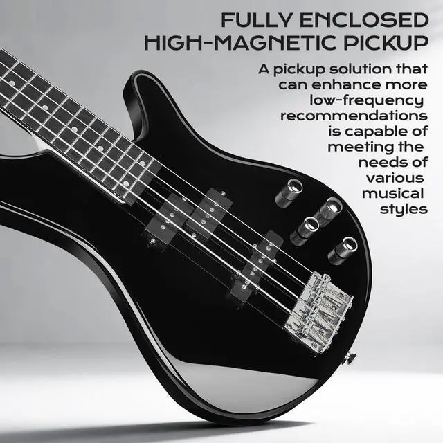 Alt view image 4 of 7 - Electric Bass Guitar 4 Strings Full-Size Standard Bass PB-Style Beginner Kit Black for Starter with Gig Bag Guitar Strap and Guitar Cable(PJ-Black)