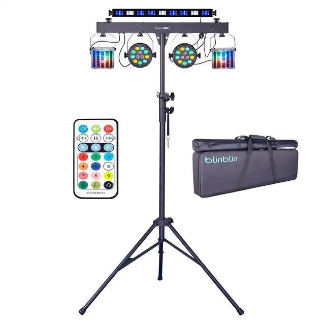 Main image of DJ Lights with Stand, 5 in 1 Party Lights DJ Disco Light for Parties Indoor, Sound Activated Mobile Stage Lighting System with DMX& Remote Control, Disco Ball Stage LED Par Light with Bag for Bar Gig