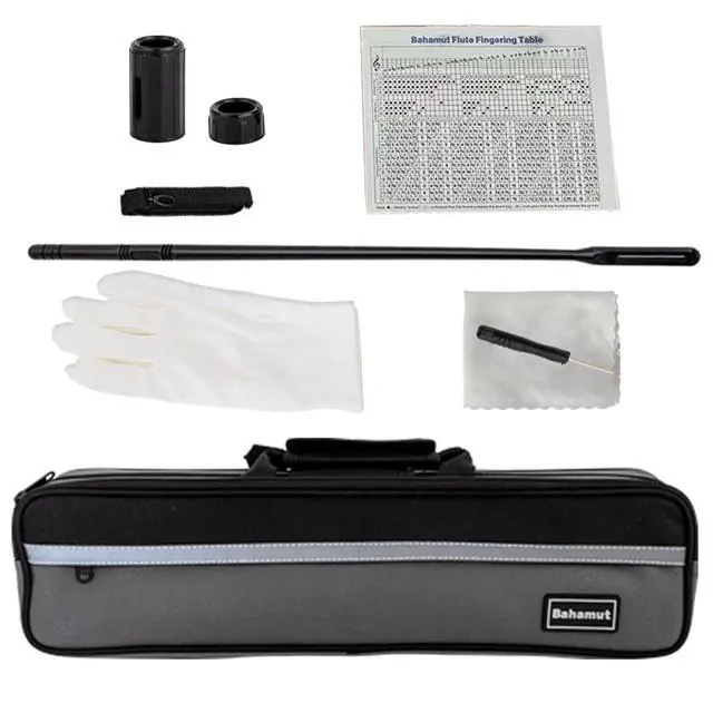 Alt view image 6 of 6 - Silver-Plated Carving B Foot Flute, 17 Open Hole Flauta with Offset G, Split E Mechanism, 17 Key Flute Instrument for Professional Performance