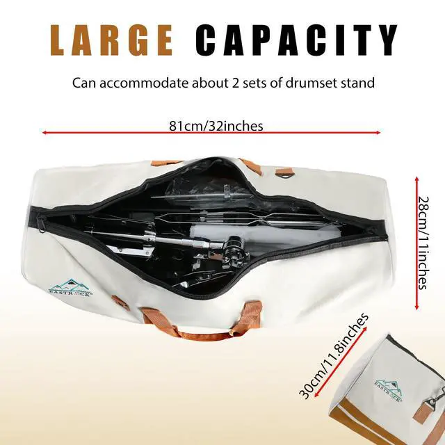 Alt view image 3 of 7 - Drum Hardware Bag Drum Set Hardware Carry Bag with Removable Shoulder Strap Drum Stand Accessory Bag (Beige)