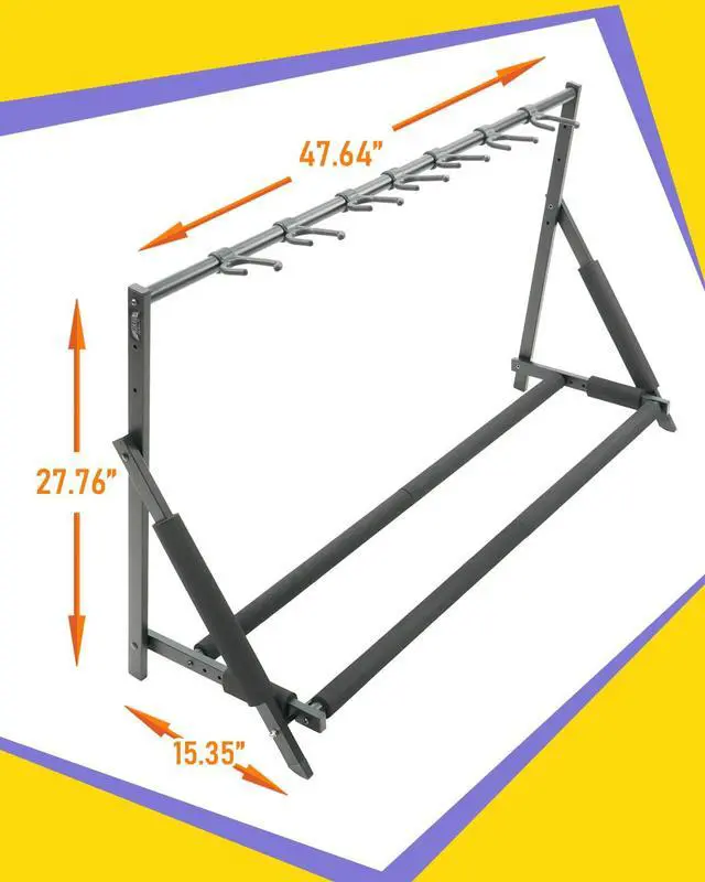 Alt view image 7 of 7 - Multi Guitar Stand, Foldable 7 Holder Rack with Adjustable Height & Width, Easy Assembly & Storage, Reliable Soft Foam Padding to Protect Acoustic or Electric Guitars & Basses, Black