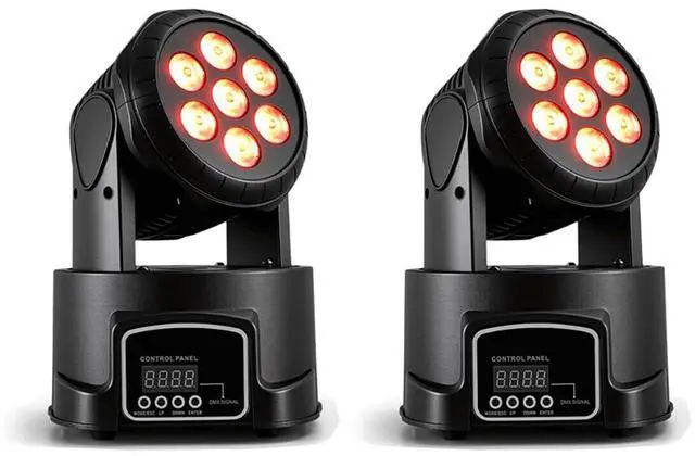 Main image of Moving Head Wash Light, 7x10W LED DMX DJ Stage Light | 12 Colors, Sound Activated, 540° Pan & 180° Tilt, Wash Effect Lighting for Weddings, Clubs, Concerts, Bars and Events