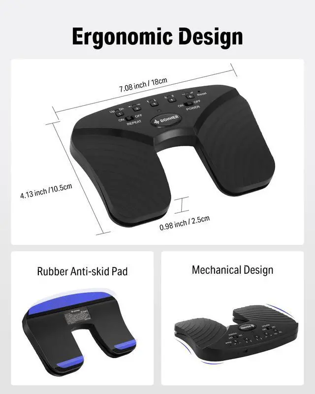 Alt view image 4 of 6 - Wireless Page Turner Pedal, Rechargeable Music Page Turner foot pedal for Tablets Phone, Black