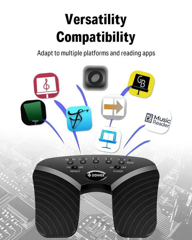 Alt view image 3 of 6 - Wireless Page Turner Pedal, Rechargeable Music Page Turner foot pedal for Tablets Phone, Black