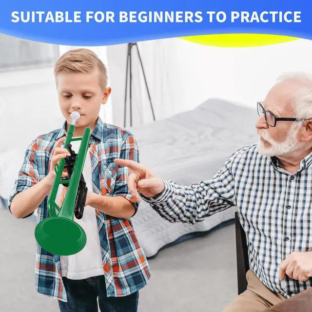 Alt view image 4 of 7 - Professional Plastic Bb Trumpet Set for Student Beginner With 7C and 3C Mouthpiece Green