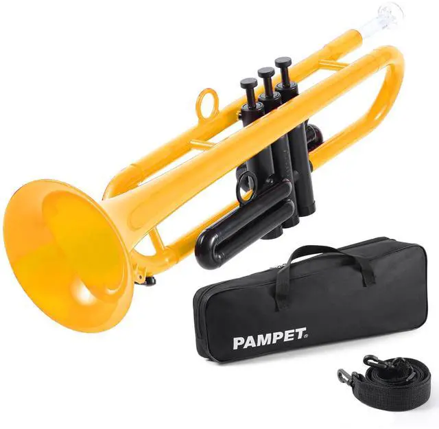 Main image of Professional Plastic Bb Trumpet Set for Student Beginner With 7C and 3C Mouthpiece - Yellow