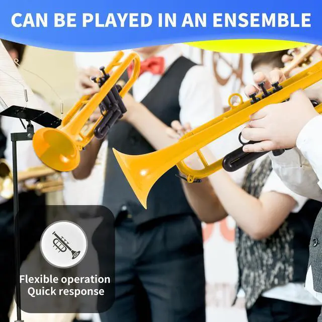 Alt view image 5 of 7 - Professional Plastic Bb Trumpet Set for Student Beginner With 7C and 3C Mouthpiece - Yellow