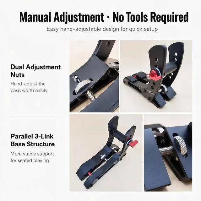 Alt view image 5 of 7 - Electric Guitar Leg Rest, Aluminum Adjustable Ergonomic Support | Tool-free height and width adjustment fits 40-55 mm guitars; silicone and EVA pads protect contact points during seated play