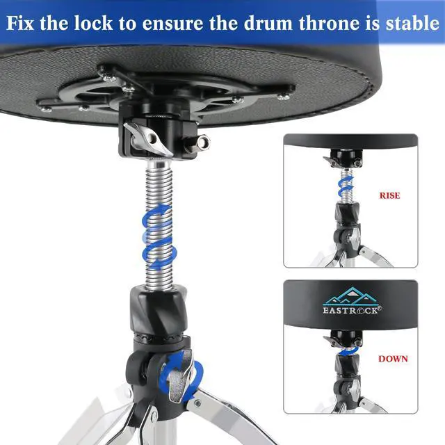 Alt view image 2 of 7 - Drum Throne Wide Padded Drum Stools,Heavy Duty Rotatable Drum Seat,Height Adjustable Drum Chair for Drummer Adult (Black)