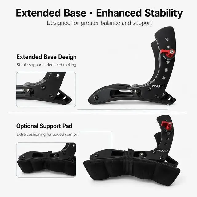 Alt view image 7 of 7 - Electric Guitar Leg Rest, Aluminum Adjustable Ergonomic Support | Tool-free height and width adjustment fits 40-55 mm guitars; silicone and EVA pads protect contact points during seated play