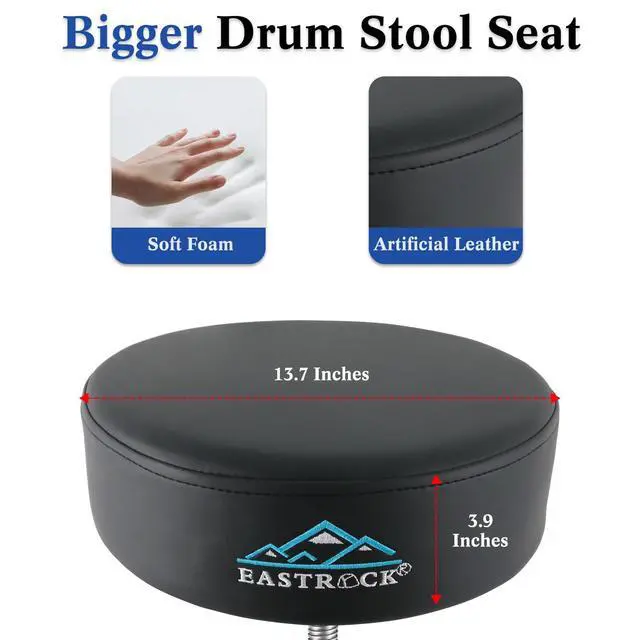 Alt view image 3 of 7 - Drum Throne Wide Padded Drum Stools,Heavy Duty Rotatable Drum Seat,Height Adjustable Drum Chair for Drummer Adult (Black)