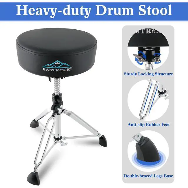 Alt view image 4 of 7 - Drum Throne Wide Padded Drum Stools,Heavy Duty Rotatable Drum Seat,Height Adjustable Drum Chair for Drummer Adult (Black)
