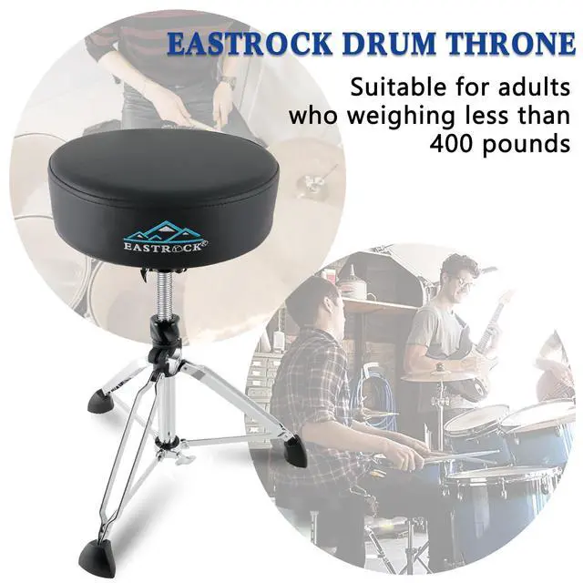 Alt view image 5 of 7 - Drum Throne Wide Padded Drum Stools,Heavy Duty Rotatable Drum Seat,Height Adjustable Drum Chair for Drummer Adult (Black)