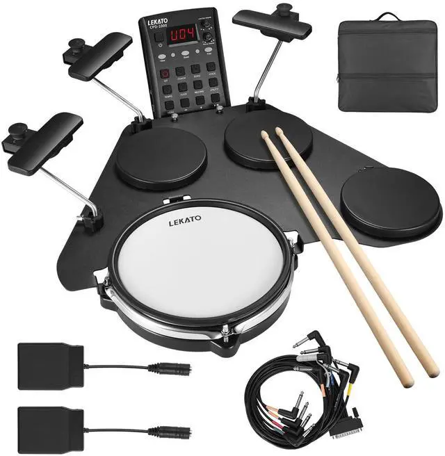 Main image of Electronic Drum Set, Portable Electric Drum Set for Beginner with Quiet Mesh Snare Drum Pads, 220+ Sounds, USB MIDI, 2 Switch Pedal, Electric Drum Kit with Sticks, Travel Bag