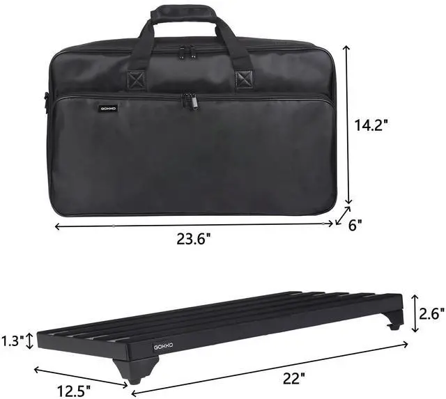 Alt view image 7 of 7 - Guitar Pedal Board 22" x 12.5" Aluminum Alloy Pedalboard with Case