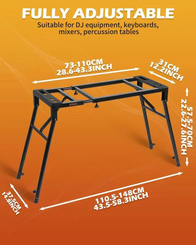 Alt view image 2 of 7 - Collapsible Piano Keyboard Stand & Bench Set, Portable Digital Piano Stand for 54-88 Key Electric Pianos & X-Style Piano Bench, Music Keyboard Bench Seat, Chair, Black, SKT-01 & SPB-M10