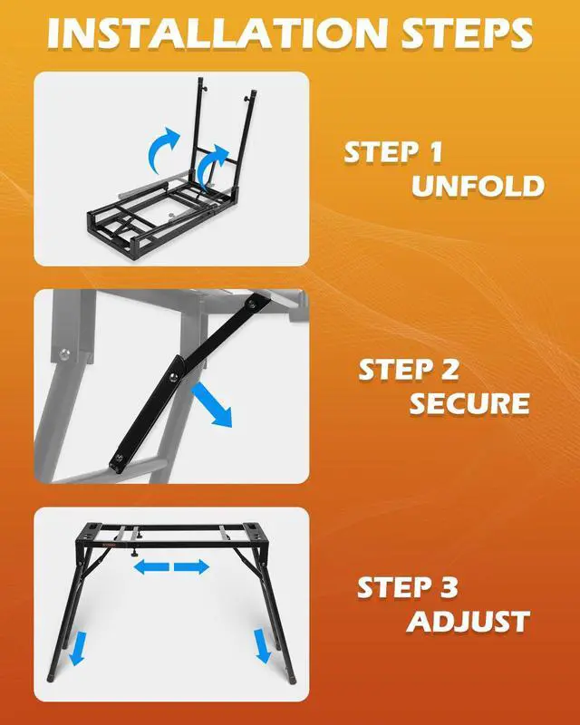 Alt view image 5 of 7 - Collapsible Piano Keyboard Stand & Bench Set, Portable Digital Piano Stand for 54-88 Key Electric Pianos & Adjustable Piano Bench, Music Keyboard Bench Seat, Chair, Black, SKT-01 & SPB-M60
