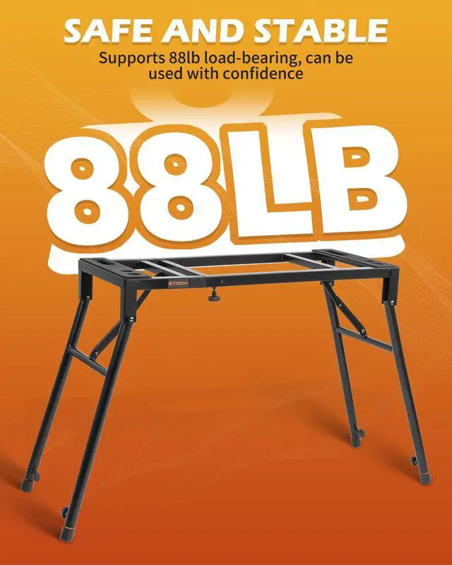 Alt view image 5 of 7 - Collapsible Piano Keyboard Stand & Bench Set, Portable Digital Piano Stand for 54-88 Key Electric Pianos & X-Style Piano Bench, Music Keyboard Bench Seat, Chair, Black, SKT-01 & SPB-M10