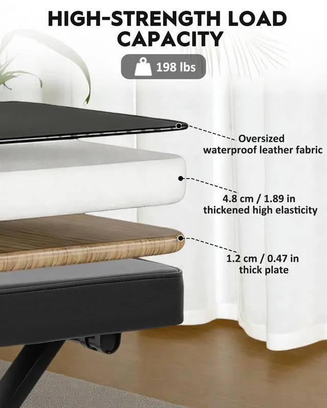 Alt view image 7 of 7 - Collapsible Piano Keyboard Stand & Bench Set, Portable Digital Piano Stand for 54-88 Key Electric Pianos & X-Style Piano Bench, Music Keyboard Bench Seat, Chair, Black, SKT-01 & SPB-M10