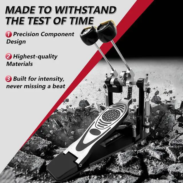 Alt view image 5 of 7 - Double Bass Drum Pedal, Double Chain Drive Kick Pedal with Adjustable Beater | Durable Metal Frame, Adjustable Tension and Beater for Customized Control, Fits Drum Sets and Electronic Drums