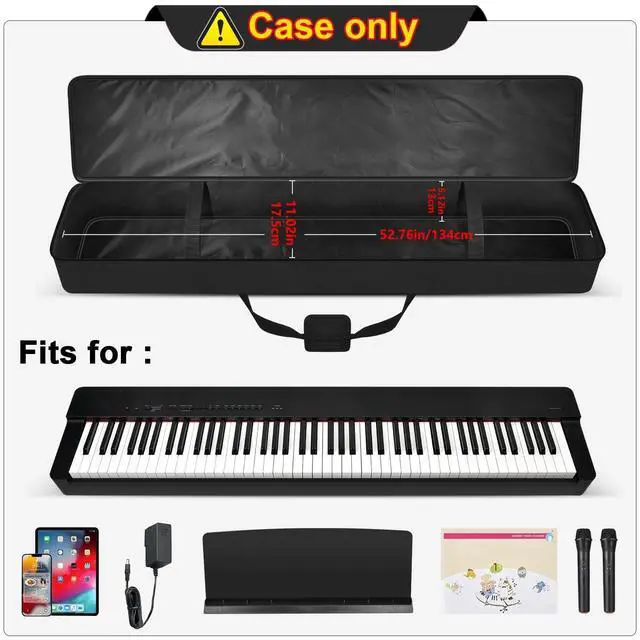 Alt view image 2 of 7 - 88 Key Piano Bag for Yamaha P45/P71, Piano Stand Straps, Case Only | Oxford+10mm Foam+Satin Lining; 27" Pockets, 6 Rubber Feet; Fits Slim 88-key Pianos; Performers, Teachers, Keyboardists