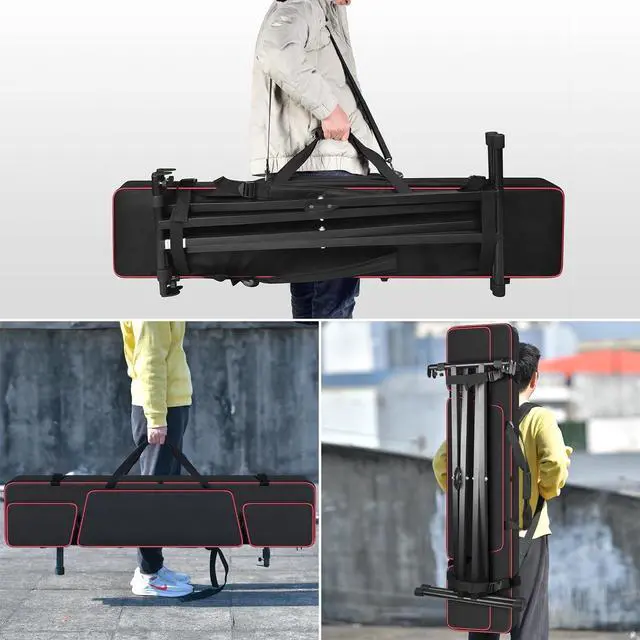 Alt view image 4 of 7 - 88 Key Piano Bag for Yamaha P45/P71, Piano Stand Straps, Case Only | Oxford+10mm Foam+Satin Lining; 27" Pockets, 6 Rubber Feet; Fits Slim 88-key Pianos; Performers, Teachers, Keyboardists