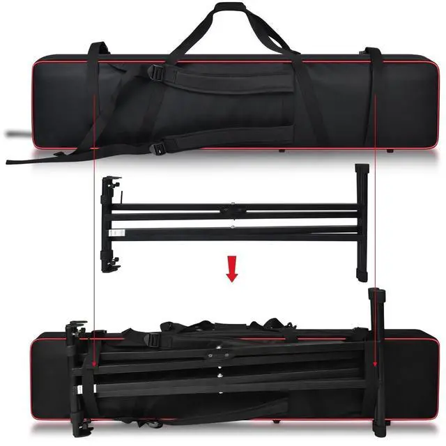 Alt view image 3 of 7 - 88 Key Piano Bag for Yamaha P45/P71, Piano Stand Straps, Case Only | Oxford+10mm Foam+Satin Lining; 27" Pockets, 6 Rubber Feet; Fits Slim 88-key Pianos; Performers, Teachers, Keyboardists