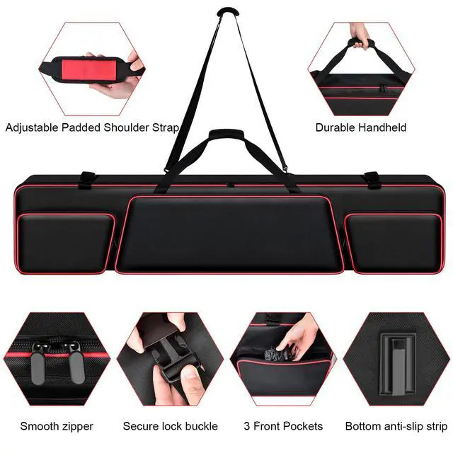 Alt view image 6 of 7 - 88 Key Piano Bag for Yamaha P45/P71, Piano Stand Straps, Case Only | Oxford+10mm Foam+Satin Lining; 27" Pockets, 6 Rubber Feet; Fits Slim 88-key Pianos; Performers, Teachers, Keyboardists