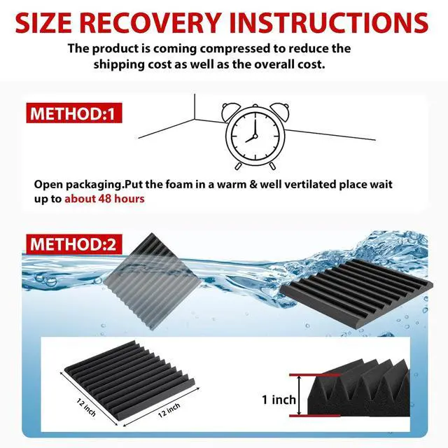 Alt view image 7 of 7 - 52 Pack 1"×12"×12" Wedge Acoustic Foam Panels, High Density Soundproof Noise Cancelling Sound Absorbing Panels with Adhesive for Home Office Recording Studio