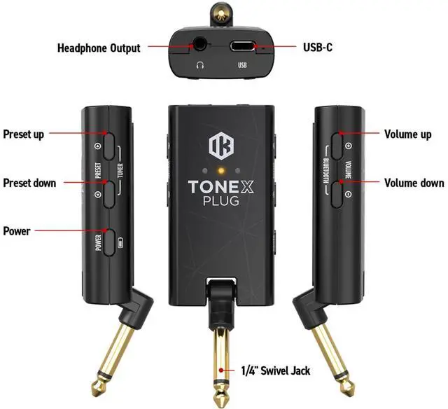 Alt view image 3 of 7 - TONEX Plug with Pouch: Portable AI-Powered Guitar & Bass Headphone Amplifier | 40,000+ AI Tone Models, USB-C Audio Interface, Bluetooth & FX for Secure Travel