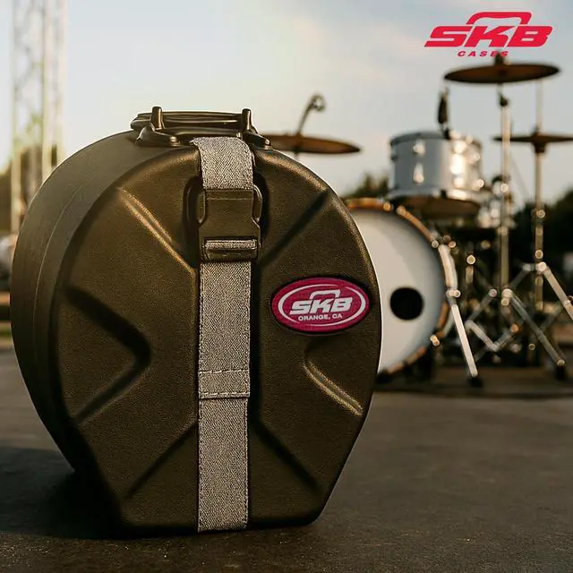 Alt view image 4 of 7 - 4" x 14" Snare Case with Padded Interior, D-Shaped Drum Design, and Molded in Feet for Upright Positioning and Stability, Black