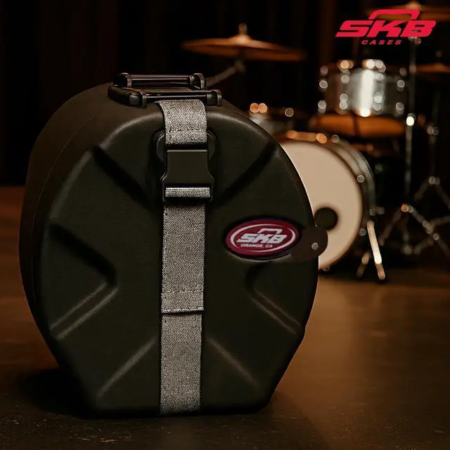 Alt view image 5 of 7 - 4" x 14" Snare Case with Padded Interior, D-Shaped Drum Design, and Molded in Feet for Upright Positioning and Stability, Black
