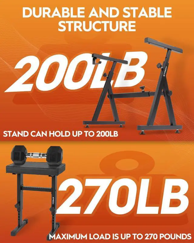 Alt view image 4 of 7 - Piano Keyboard Stand Stool Set, Portable Heavy Duty Stand for 54-88 Key Electric Digital Pianos & Adjustable Piano Bench, Chair, Black, SKT-02 & SPB-M50