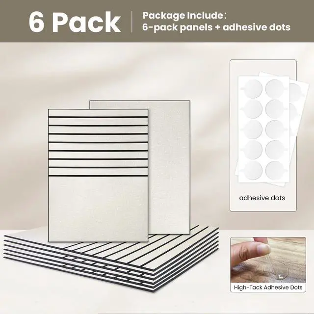 Alt view image 3 of 7 - Acoustic Wall Panels 6-Pack 32"x24", Sound Dampening 4x8ft Panels | 3D Carved Pattern Sound Proof High Density Sound Absorbing Modern Decorative for Studio Office Home, covering up to 31 sq ft