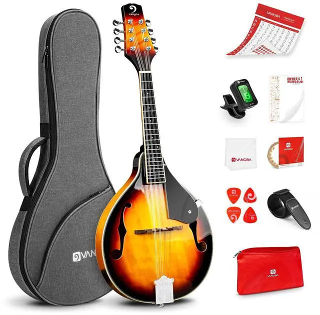 Main image of Mandolin Musical Instrument A Style, Acoustic Mandolin Instrument Kit Italian 8 String for Professional Beginners Adults Teens Youth Kids, Sunburst, Glossy