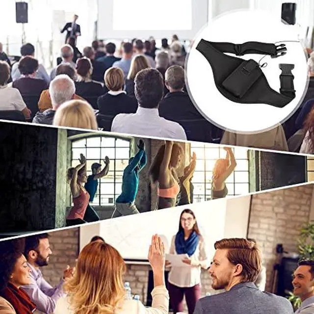 Alt view image 5 of 7 - 20 Pack Mic Belt Wireless for Theatre Neoprene Microphone Holder with Anti Dropping Strap Sweat Absorbent Belt Waistband Bag for Fitness Instructor Vertical Speaker