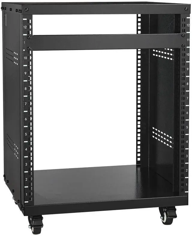 Main image of 12U AV Rack Stand with Caster Wheels, Component Rack Cabinet Recording Studio Racks, Removable Side Panels, Universal Network Server Case, Special Vents for 19'' Audio Video Rack Mounting