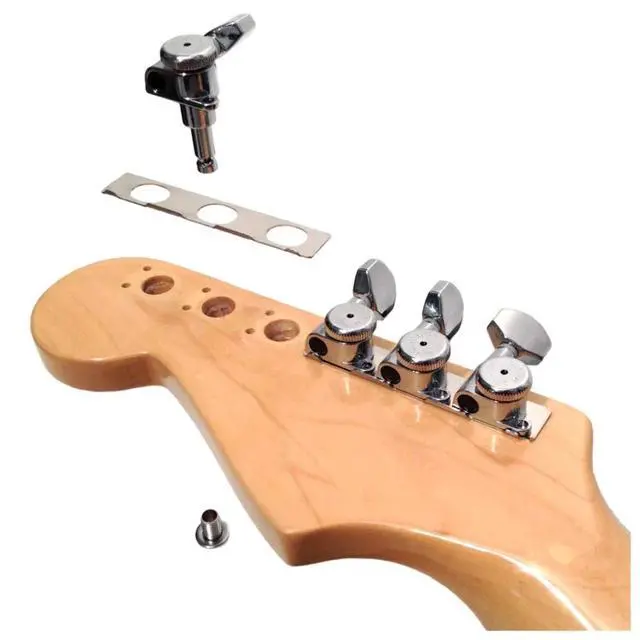 Alt view image 4 of 6 - Guitar Tuner Upgrade Kit (6 Inline Headstocks) Grip-Lock Closed Bass Side Chrome Non Staggered - 6K1EL0C Bundle with a Polishing Cloth
