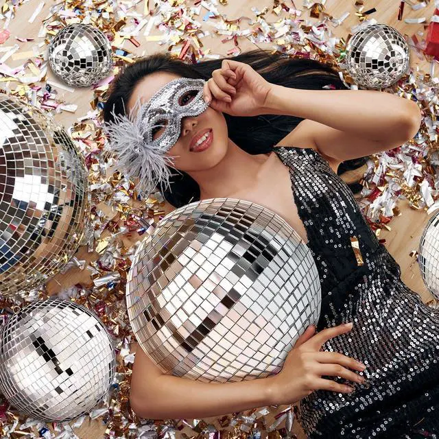 Alt view image 5 of 6 - 17 Pcs Disco Ball Decor: Mini Large Assorted Size Hanging Mirror Disco Ball Sets - Silver Party Ornaments for Stage Club Prom Props 70s Weddings Dance Music Birthday(12, 8, 6, 4, 3.2 Inch)