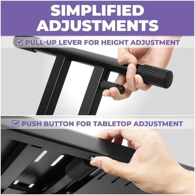 Alt view image 3 of 6 - Expandable DJ Table Stand Portable Audio Mixer Stand - DJ Stand for Laptop & Controller - Midi Keyboard Stand & Synth Stand - DJ Booth Portable X Style Keyboard Stand & Tabletop DJ Desk