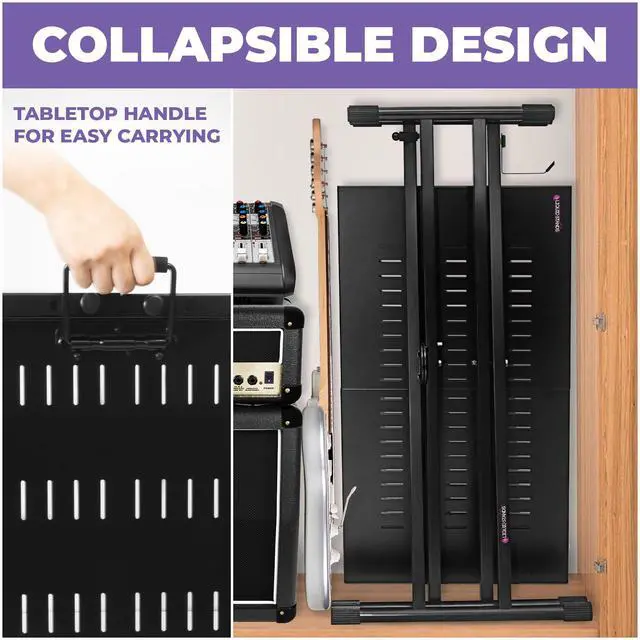 Alt view image 5 of 6 - Expandable DJ Table Stand Portable Audio Mixer Stand - DJ Stand for Laptop & Controller - Midi Keyboard Stand & Synth Stand - DJ Booth Portable X Style Keyboard Stand & Tabletop DJ Desk