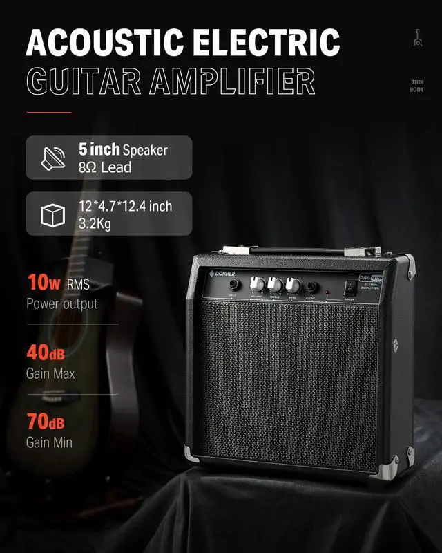 Alt view image 6 of 7 - Acoustic Electric Guitar Full Size Kit for Beginner Intermediate with Amplifier Capo Pick Tuner Strings Strap - 41 Inch