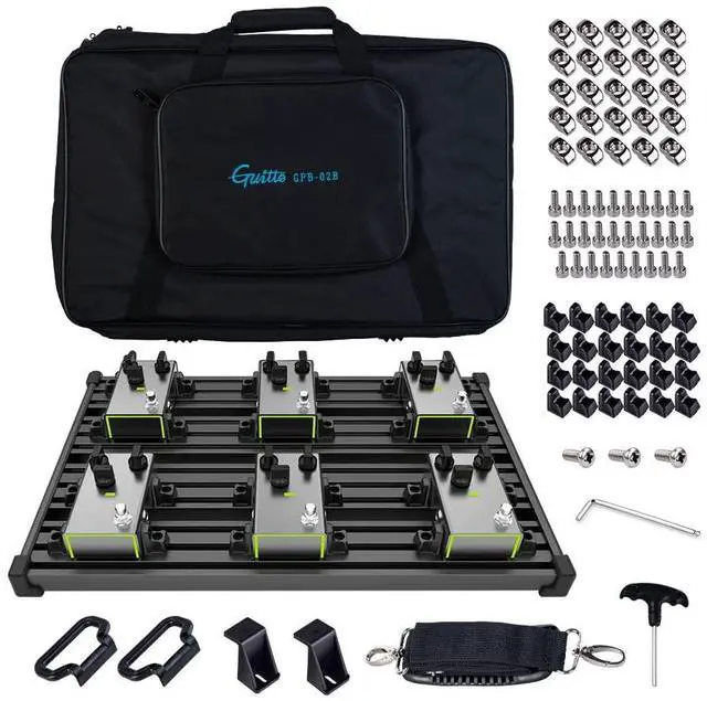 Main image of Guitar Pedalboard, Secure Clip-On Design Aluminum Alloy Pedal Board with Carry Bag, No Adhesive Needed for Effects Pedals, for Gigs and Rehearsals, GPB-02 Medium