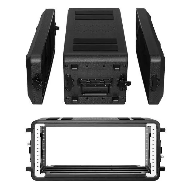 Main image of 4U Rack Case Shallow 12" Depth, 19" Rackmount Flight Cases Easy Installation Portable Carry Watertight Dust Proof 2 Space Shockproof Mount Racks with Microphone Compartments Space Saving