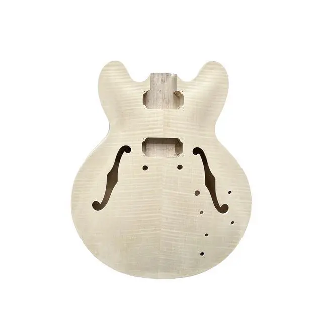 Alt view image 3 of 6 - DIY Electric Guitar Kit,Semi-Hollow Body Electric Guitar,with Paulownia Wood Core and Maple Plywood,6 Strings,Build Your Own Guitar